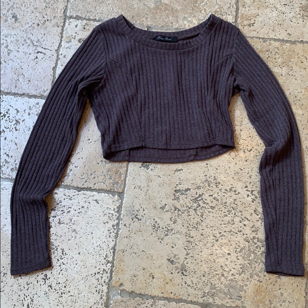 ❌SOLD❌Honey Punch Cozy Brown Crop Top